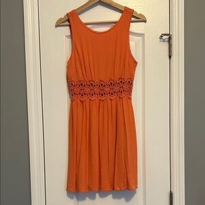 Forever 21 Orange Lace Cutout midriff  Midi Dress